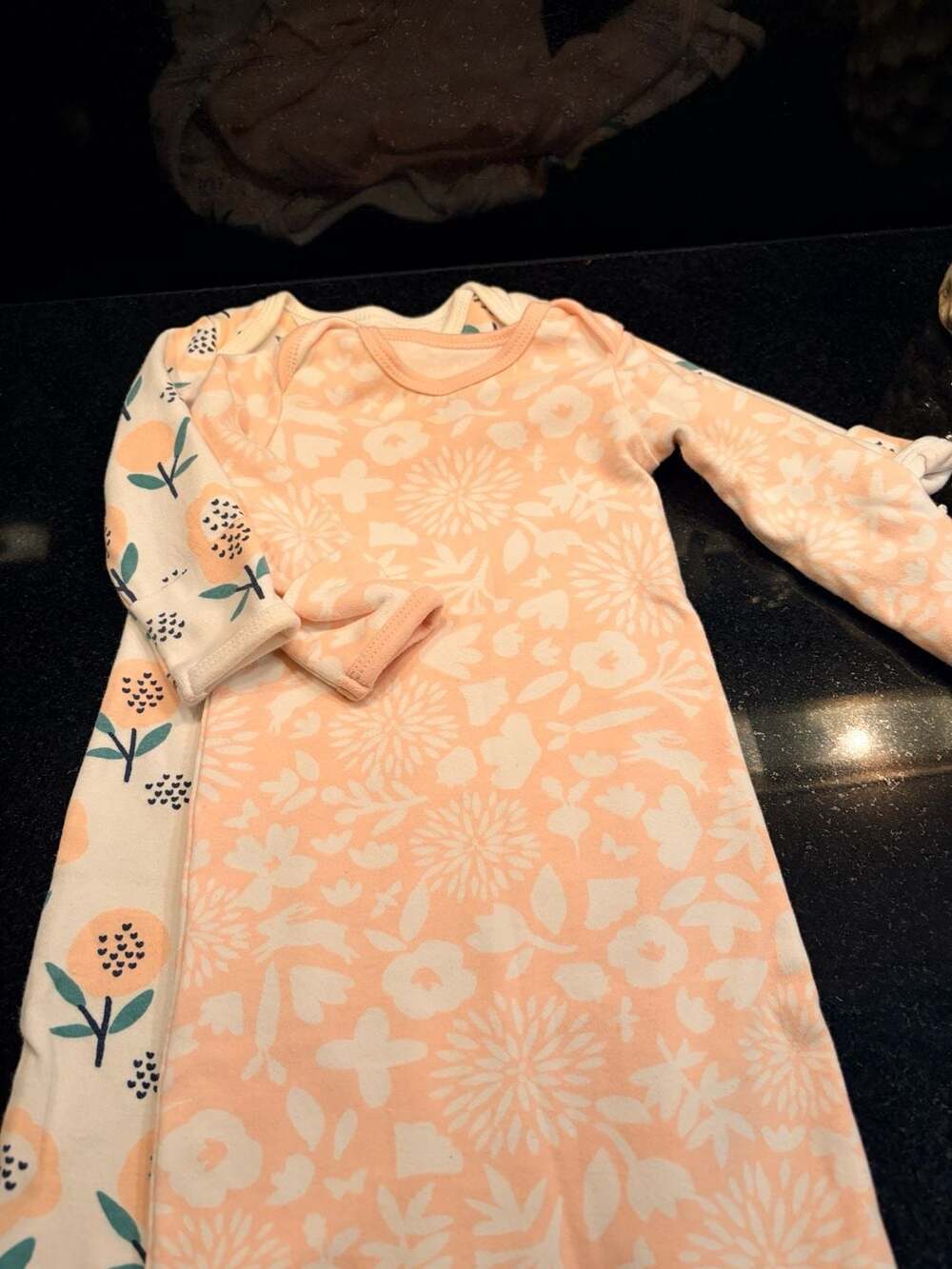 Mac & Moon 100% Organic Cotton Floral Tie Bottom Baby Sleep Gowns Set of 2
